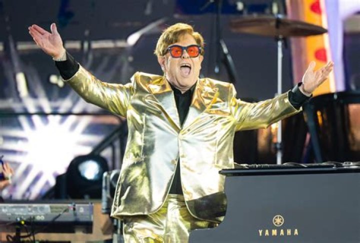 Elton John performs on the Pyramid stage Glastonbury Festival, Day 5, UK - 25 Jun 2023