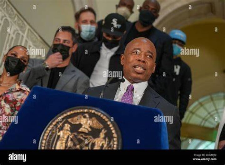 NYC mayor Eric Adams honors the Christopher "Notorious B.I.G." Wallace for his 50th birthday on May 19, 2022 at NY City Hall Rotunda in New York City, USA. "Christopher George Latore Wallace (May 21, 1972 - March 9, 1997), better known by his stage names the Notorious B.I.G., Biggie Smalls, or simply Biggie,[3] was an American rapper and songwriter. Rooted in the New York rap scene and gangsta rap traditions, he is widely considered one of the greatest rappers of all time. Wallace became known for his distinctive laid-back lyrical delivery, offsetting the lyrics' often grim content. His music was often semi-autobiographical, telling of hardship and criminality, but also of debauchery and celebration" -Wikipedia NYC Mayor Eric Adams Honors Christopher "Notorious B.I.G." Wallace, New York, United States - 19 May 2022